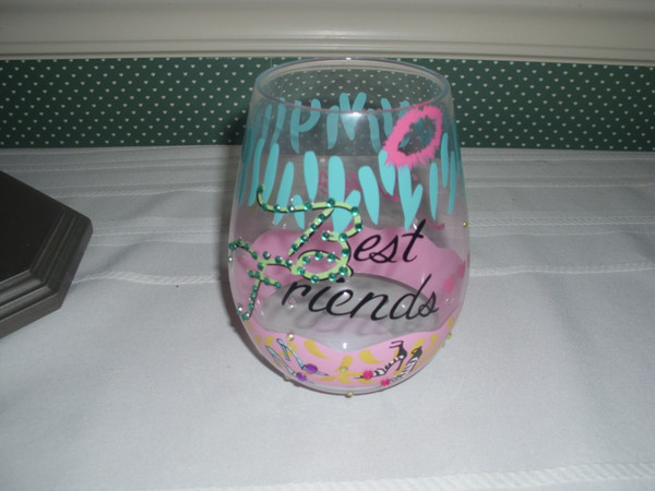 ENESCO-LOLITA-STEMLESS WINE GLASS-BEST FRIENDS