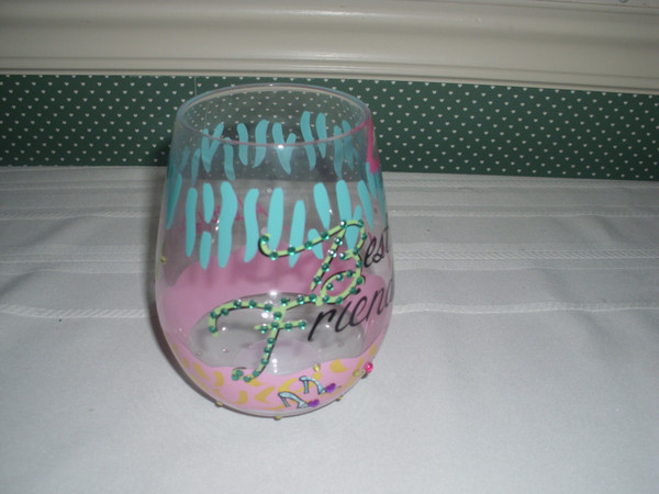 ENESCO-LOLITA-STEMLESS WINE GLASS-BEST FRIENDS
