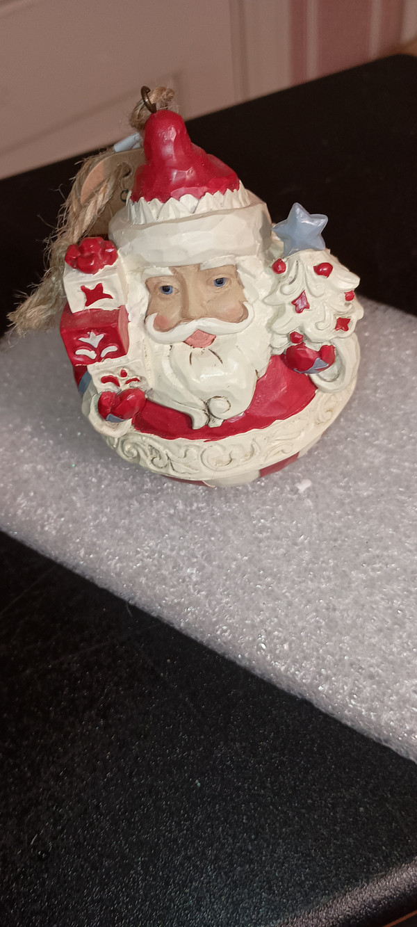 2020-JIM SHORE HEARTWOOD CREEK NORDIC NOEL ROUND SANTA ORNAMENT-NEW IN BOX