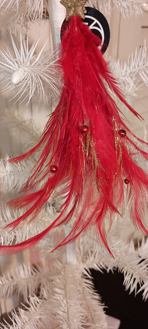 DEPT.56 2018 FEATHER TREE ORNAMENT-RED-NEW