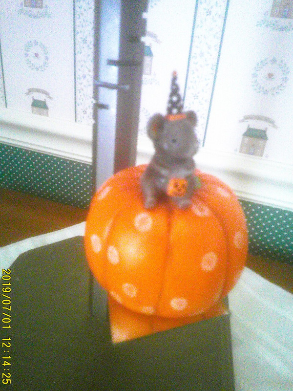 BETHANY LOWE HALLOWEEN -2023 -MOUSE ON PUMPKIN FIGURINE.