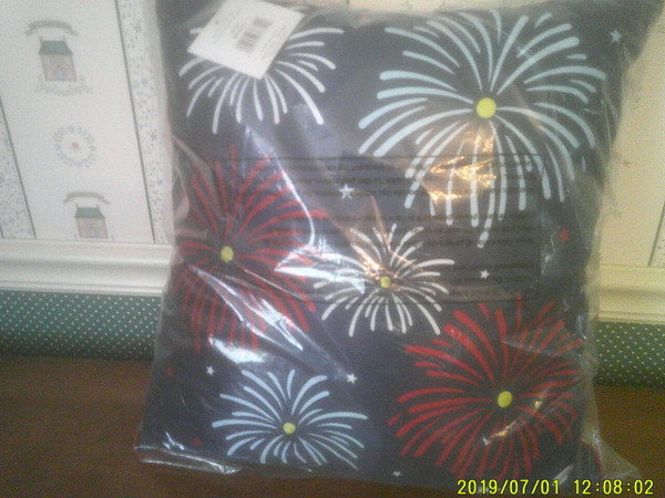 C&F HOME-FIREWORKS LED LIGHTED ACCENT PILLOW-NEW 2021-18" X 18"-NEW