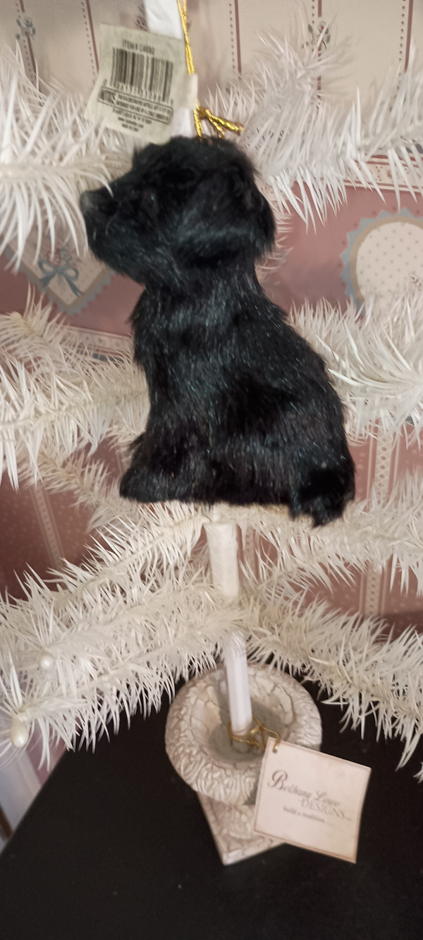 KURT ADLER 4" PLUSH BLACK LAB ORNAMENT-NEW