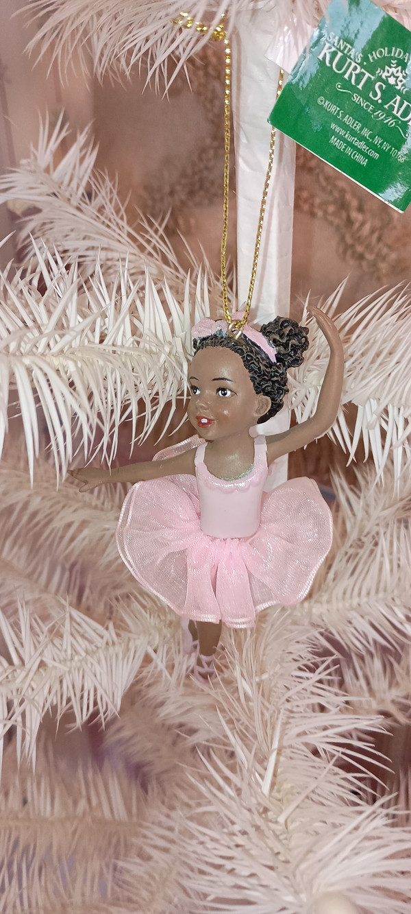KURT ADLER  AFRICAN AMERICAN LITTLE GIRL BALLERINA ORNAMENT