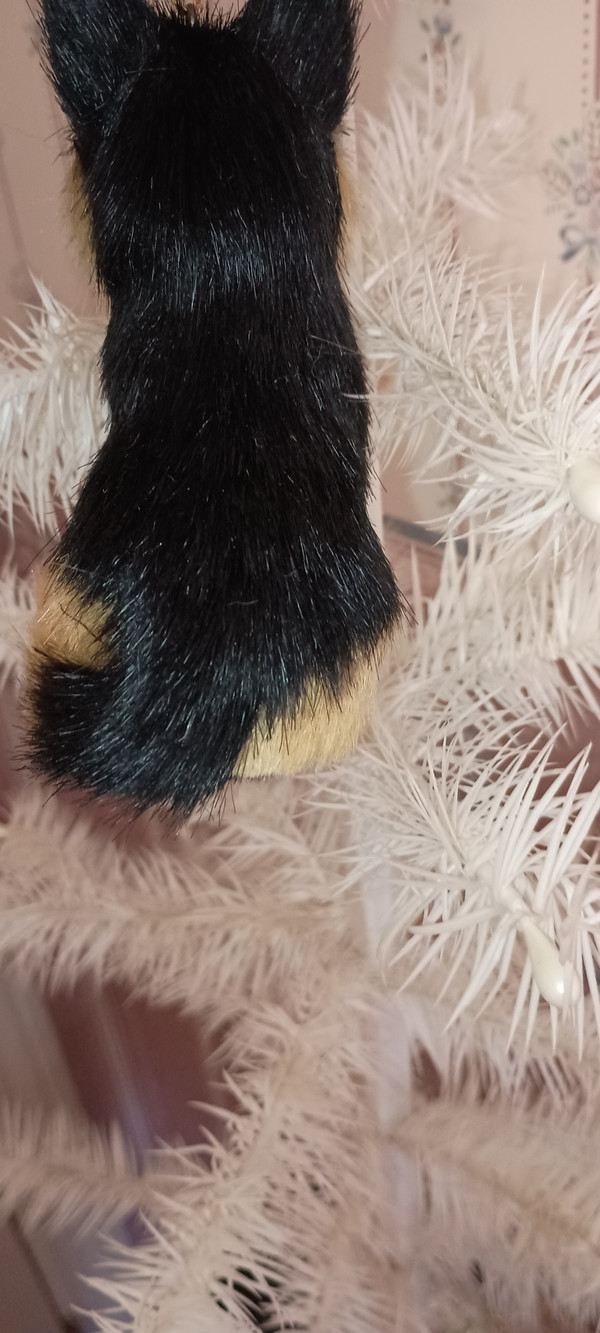 KURT ADLER FURRY DOG ORNAMENT-GERMAN SHEPHERD