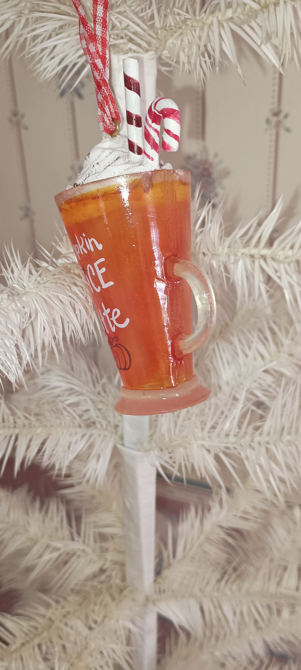KURT ADLER- 2023-PUMPKIN SPICE COFFEE ORNAMENT-PUMPKIN SPICE LATTE-NEW