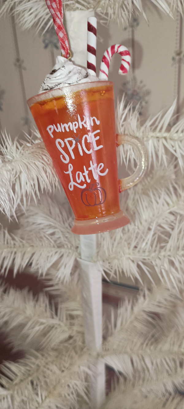 KURT ADLER- 2023-PUMPKIN SPICE COFFEE ORNAMENT-PUMPKIN SPICE LATTE-NEW
