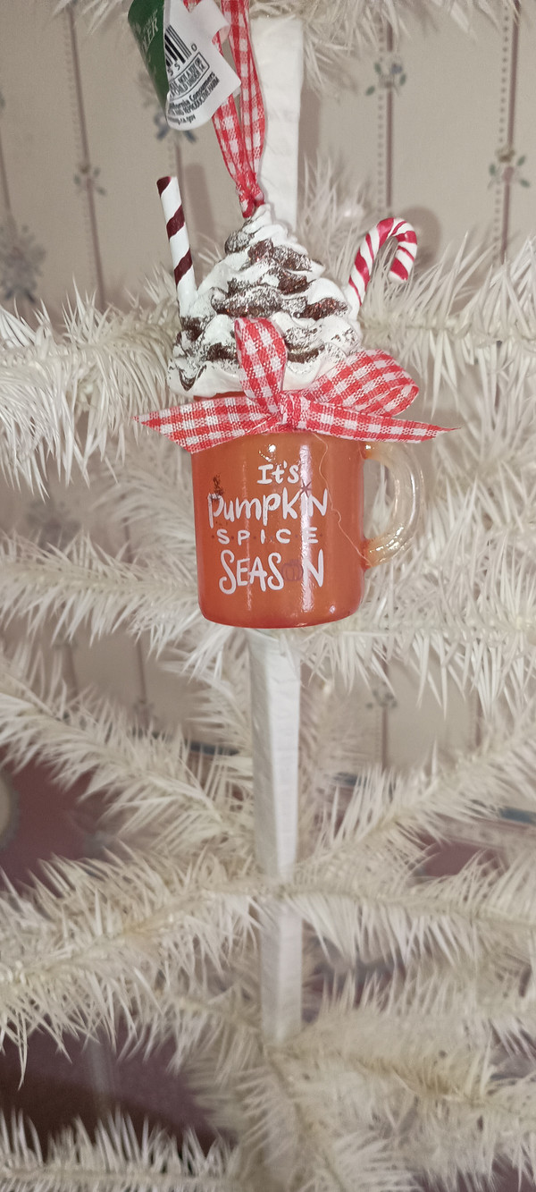 2023-KURT ADLER PUMPKIN SPICE COFFEE ORNAMENT-PUMPKIN SPICE SEASON-NEW