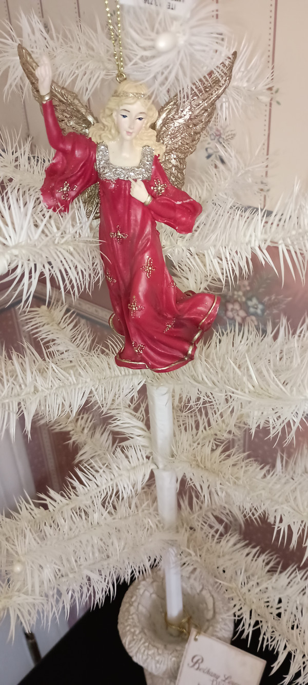 KURT ADLER 2023 BLONDE RED REGAL ANGEL ORNAMENT-NEW