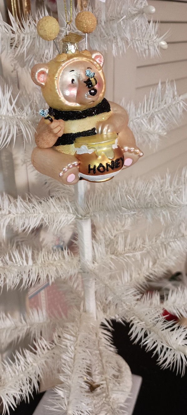 KURT ADLER-2023 -NOBLE GEMS GLASS BEE BEAR ORNAMENT-NEW IN BOX