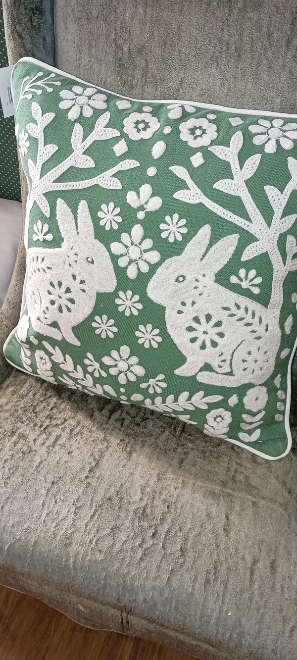 C&F HOME-2025- WOODLAND SPRING BUNNY PILLOW-NEW