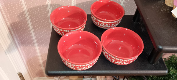 GALLERIE II-2024 REINDEER STONEWARE BOWL SET OF 4-NEW