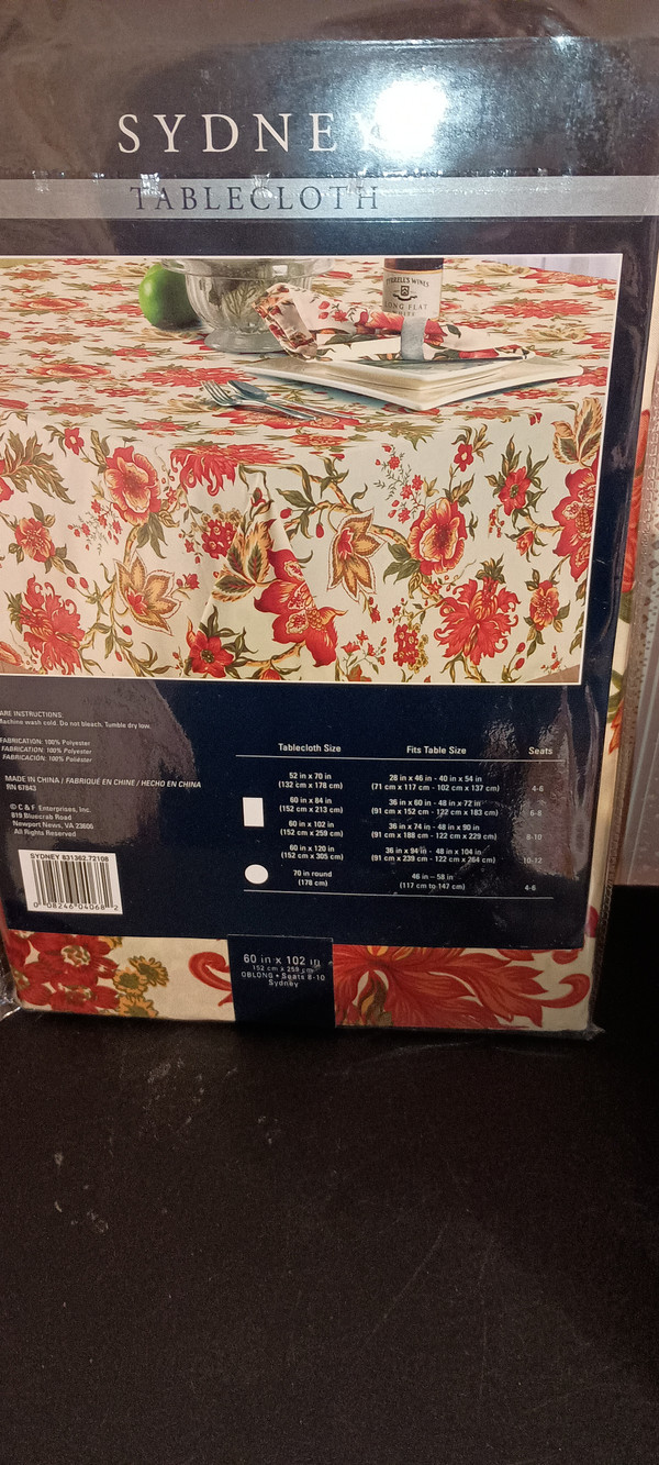 C& F HOME-2024 SYDNEY OBLONG  TABLECLOTH-NEW