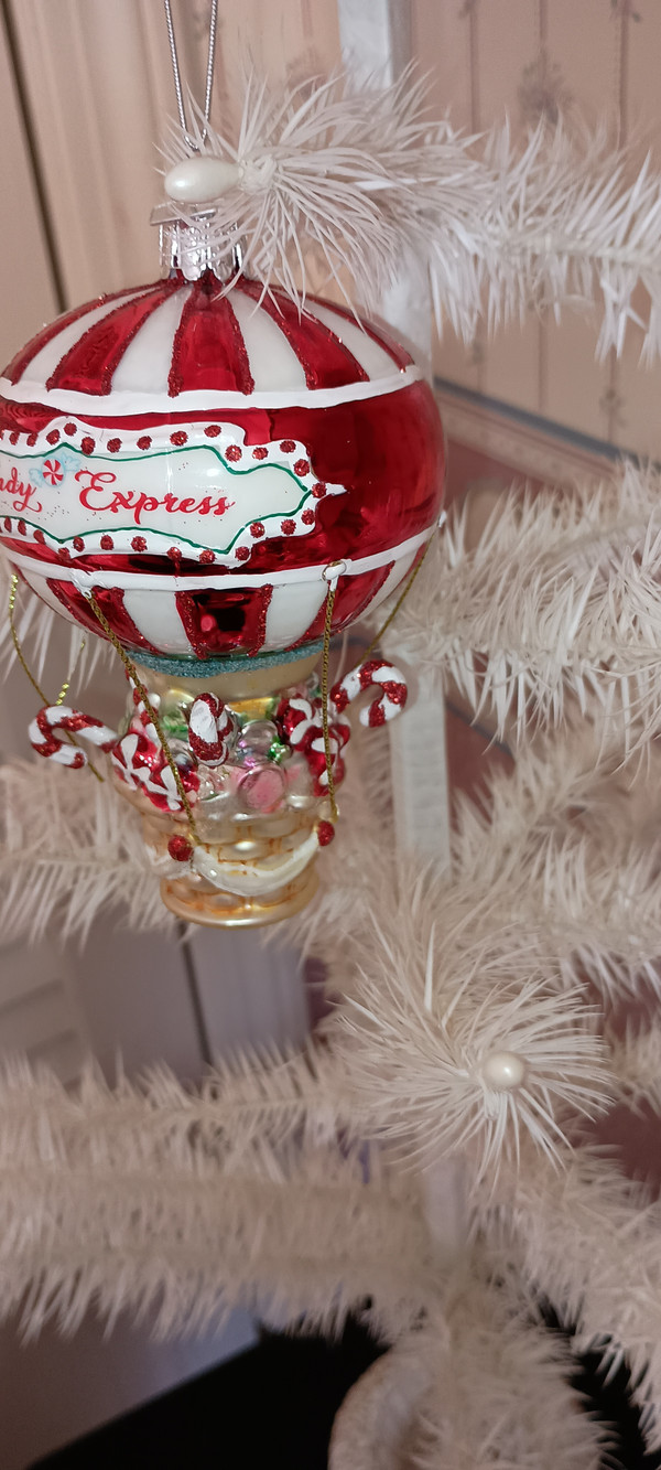 KURT ADLER NOBLE GEMS-GLASS CANDY HOT AIR BALLOON ORNAMENT-NEW 2024