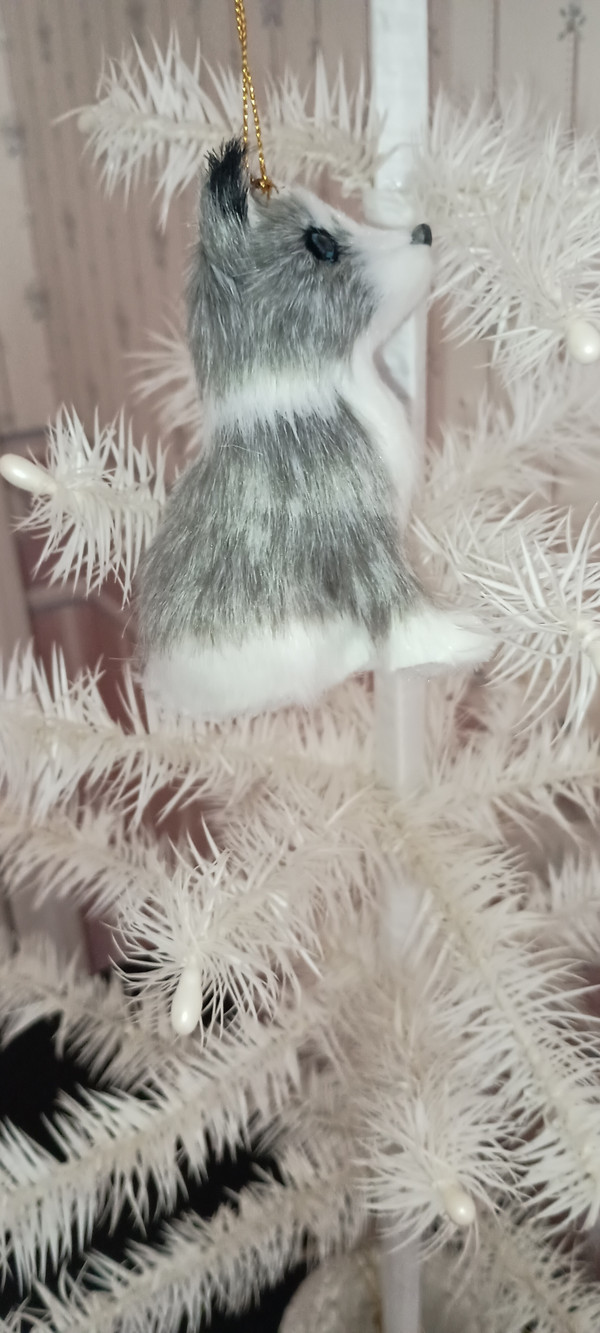 KURT ADLER-2023 FURRY DOG ORNAMENT-HUSKEY-NEW