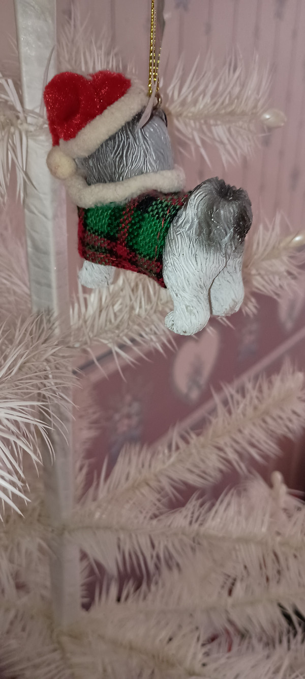 KURT ADLER 2023-PET PARADE DOG ORNAMENT-GREY SHIH TZU-NEW