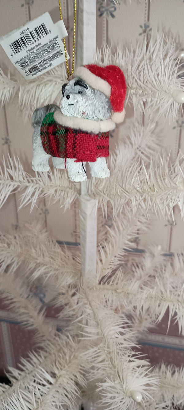 KURT ADLER 2023-PET PARADE DOG ORNAMENT-GREY SHIH TZU-NEW