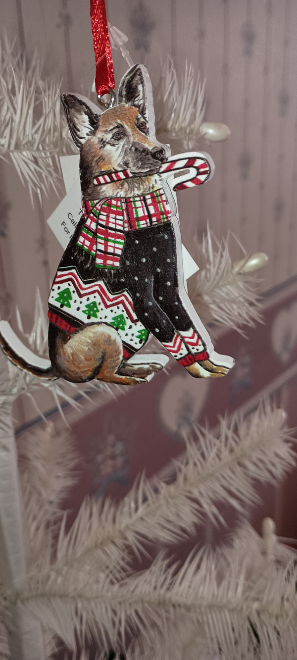 GALLERIE II-PET LOVE DOG ORNAMENT-CANDY CANE DOG-NEW