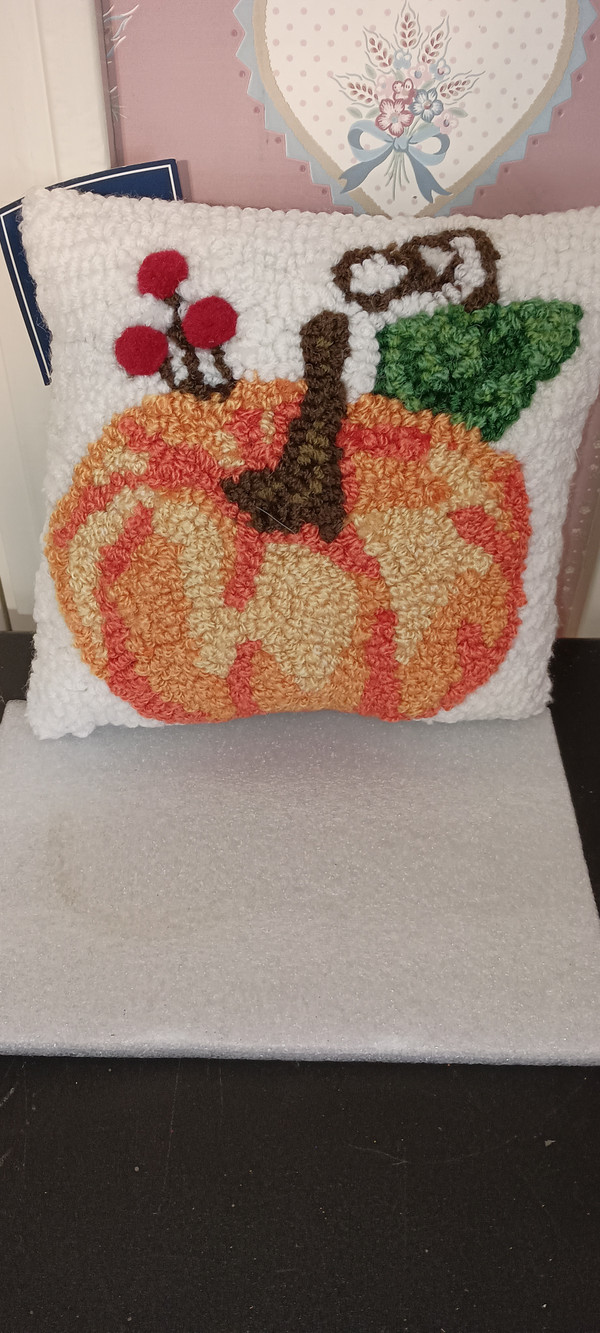 C&F HOME-FALL COLLECTION -PUMPKIN HOOKED PILLOW-NEW