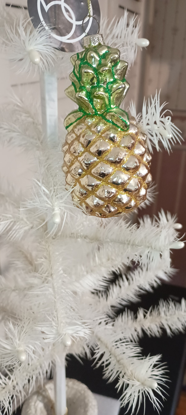 DEPT.56- 2019 COAST TO COAST GLASS ORNAMENT-GOLD PINEAPPLE-NEW