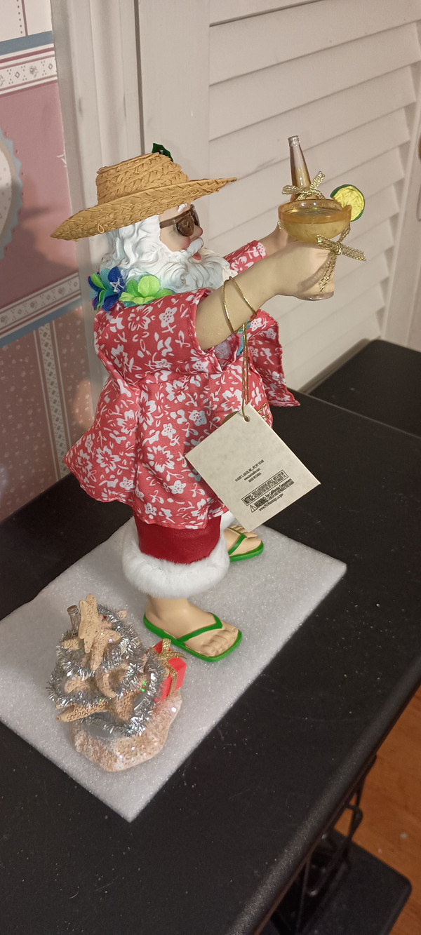 KURT ADLER-2025-10"H FABRICHE -BEACH SANTA-SET OF 2-NEW IN BOX