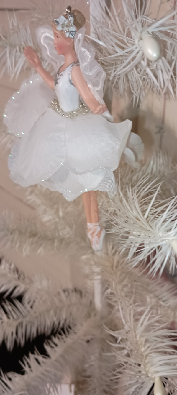 KURT ADLER-2025-WHITE & SILVER FAIRY BALLERINA ORNAMENT-B-AS SHOWN-NEW
