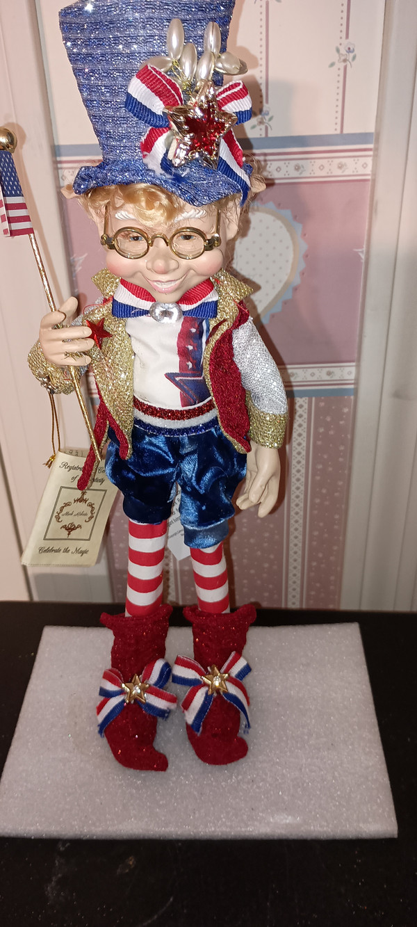MARK ROBERTS-2019-SMALL I LOVE THE U.S.A. ELFIN FAIRY-NEW IN BOX