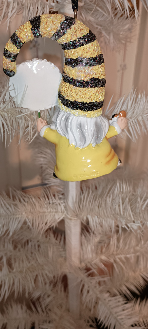 KURT ADLER-RESIN GNOME WITH SUNFLOWER ORNAMENT-LET IT BEE-NEW
