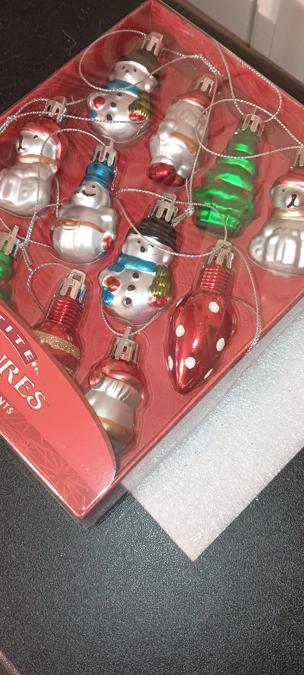 KURT ADLER -2025 BOX OF TWELVE MINATURE  PLASTIC ORNAMENTS-NEW