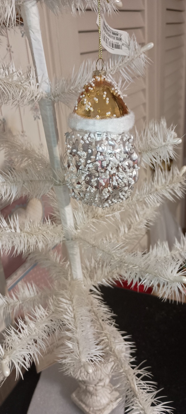 KURT ADLER-2025 GLASS CELESTIAL MOON SANTA ORNAMENT-NEW