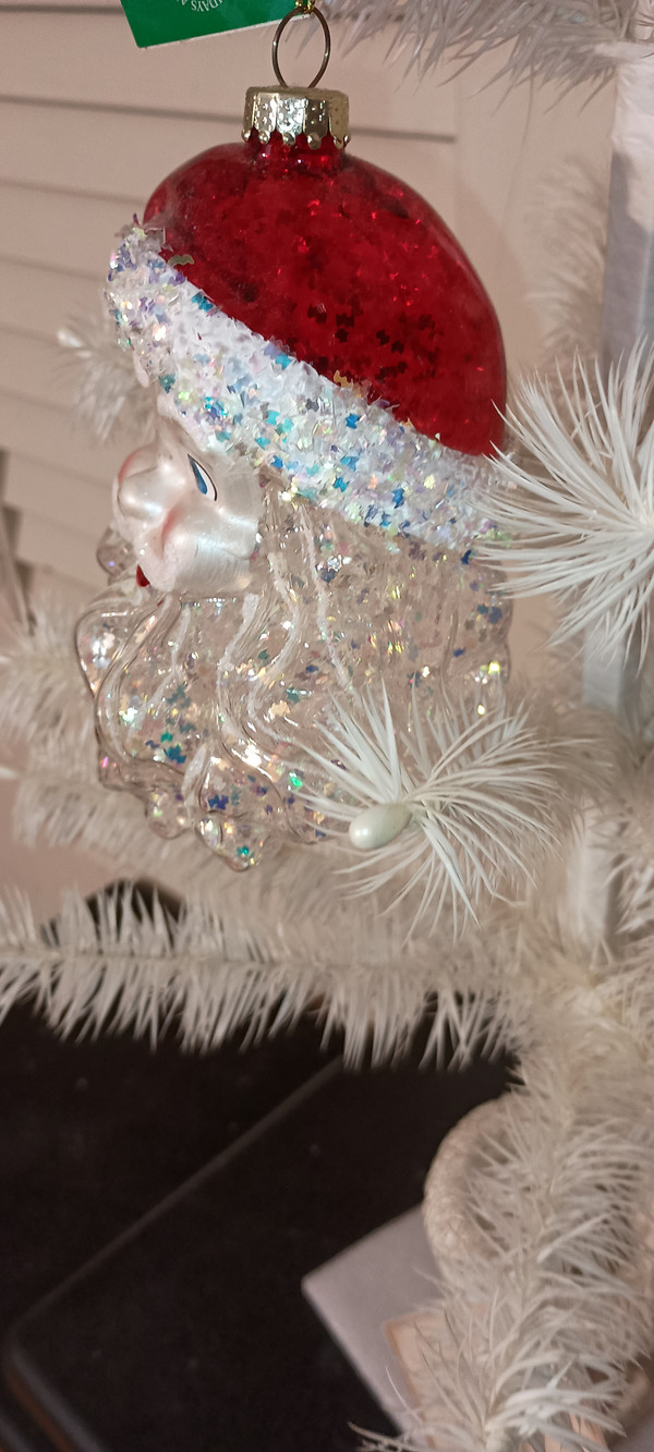 KURT ADLER-2018 GLASS SANTA HEAD ORNAMENT-NEW