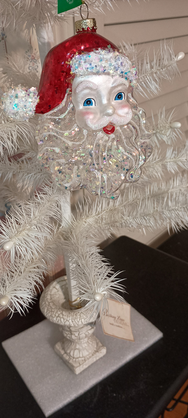 KURT ADLER-2018 GLASS SANTA HEAD ORNAMENT-NEW