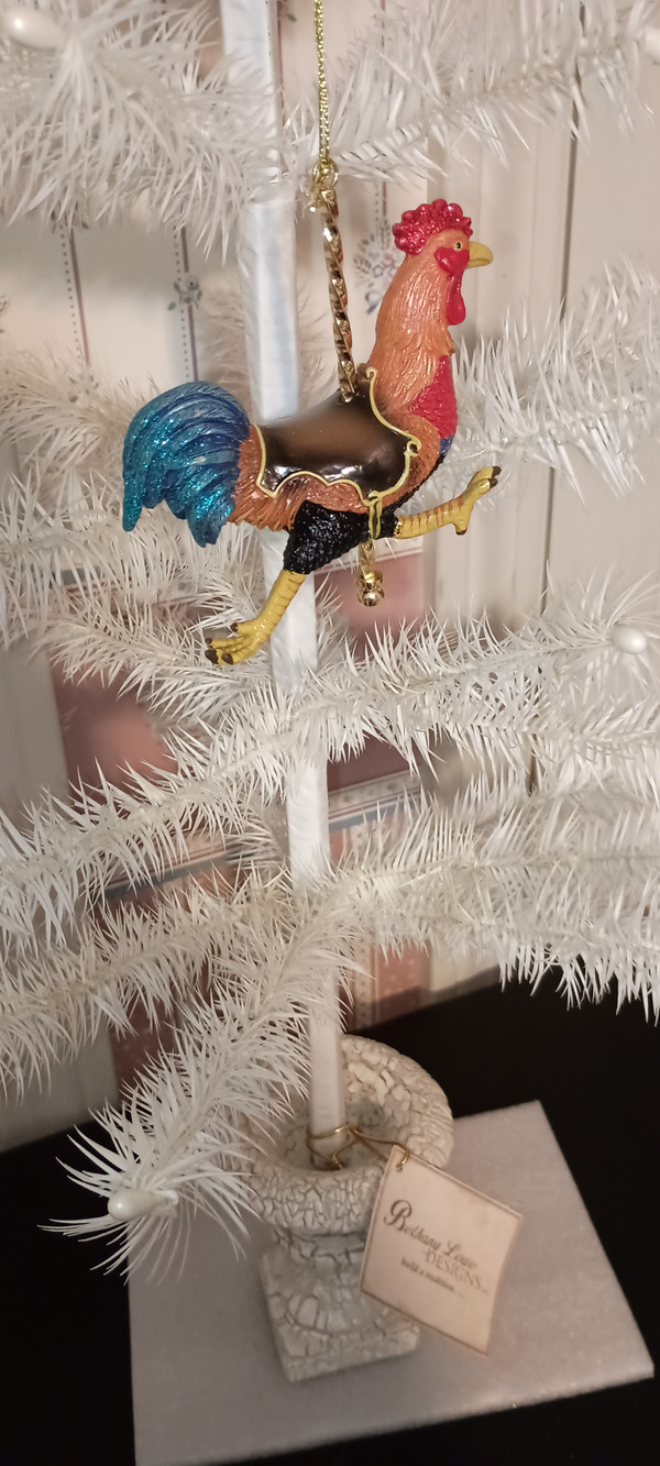 KURT ADLER-2024 CAROUSEL ROOSTER ORNAMENT-NEW.