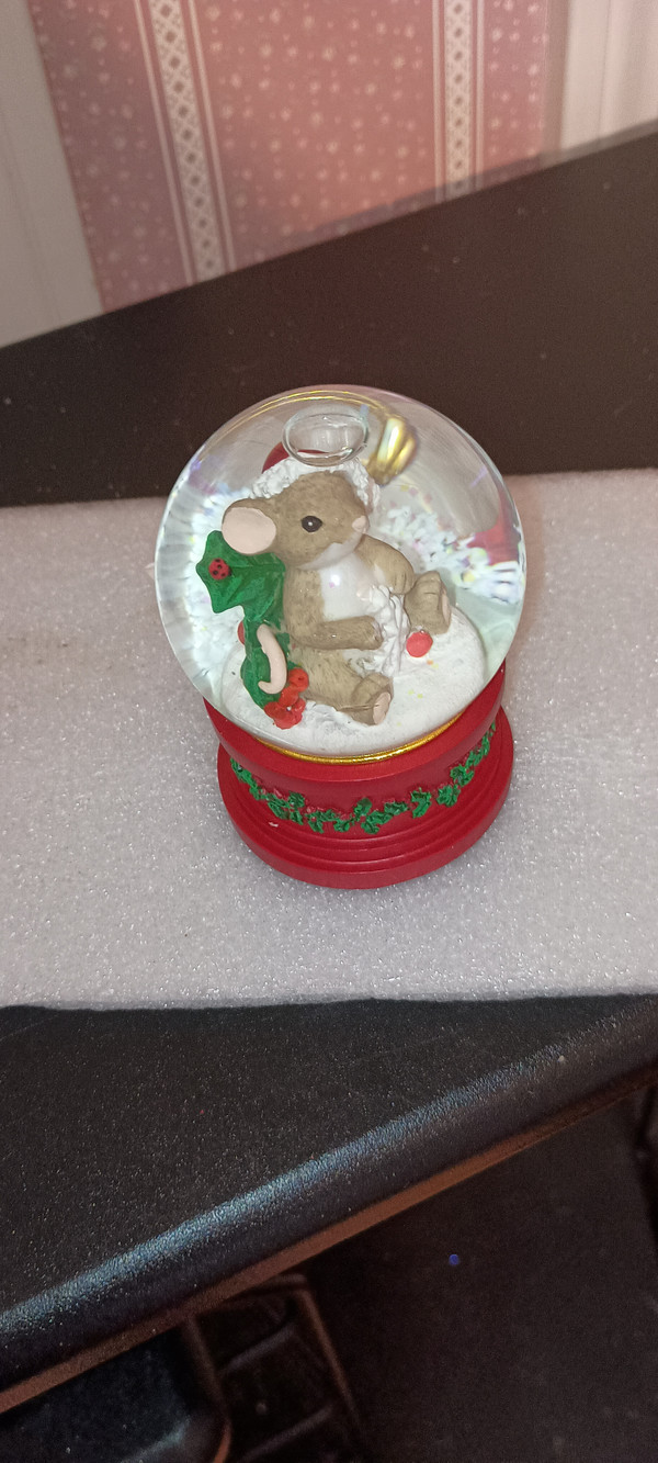 CHARMING TAILS-2021-5" MOUSE DOME WATER GLASS-NEW IN BOX