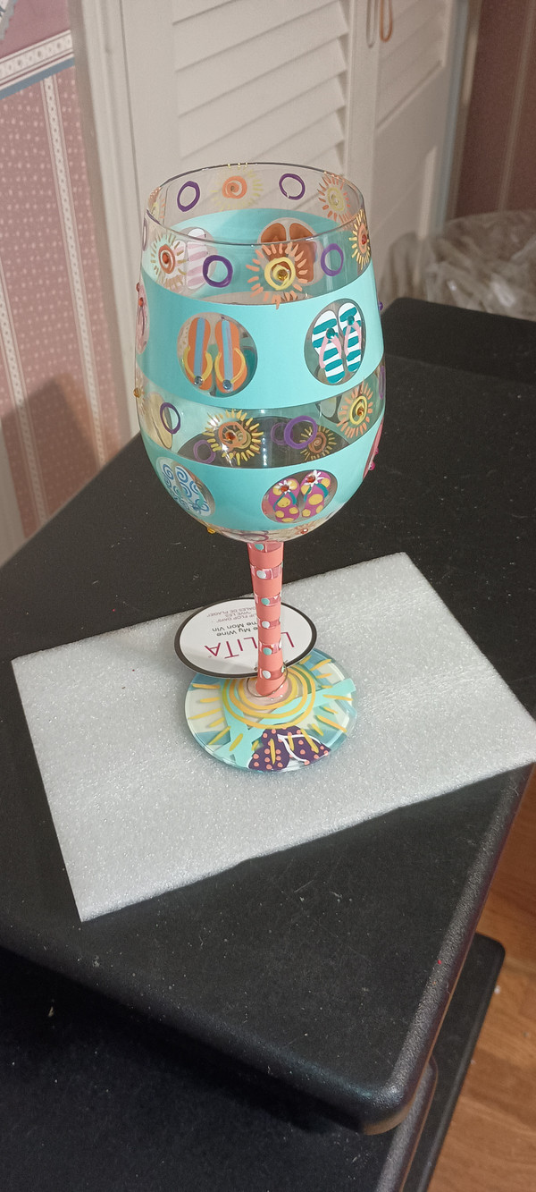 LOLITA BY ENESCO-2022 WINE GLASS-FLIP FLOP DAYS-NEW IN BOX