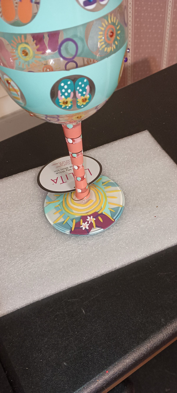 LOLITA BY ENESCO-2022 WINE GLASS-FLIP FLOP DAYS-NEW IN BOX