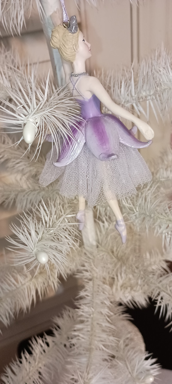 KURT ADLER 6"H-ROYAL SPLENDOR PURPLE & SILVER BALLERINA ORNAMENT-NEW-2023-B-AS SHOWN