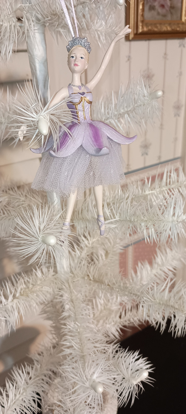 KURT ADLER 6"H-ROYAL SPLENDOR PURPLE & SILVER BALLERINA ORNAMENT-NEW-2023-B-AS SHOWN