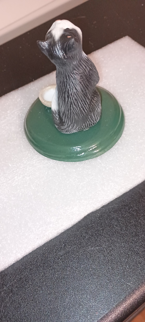 BYERS CHOICE ACCESSORIES-TUXEDO CAT WITH SAUCER OF MILK-NEW-2025