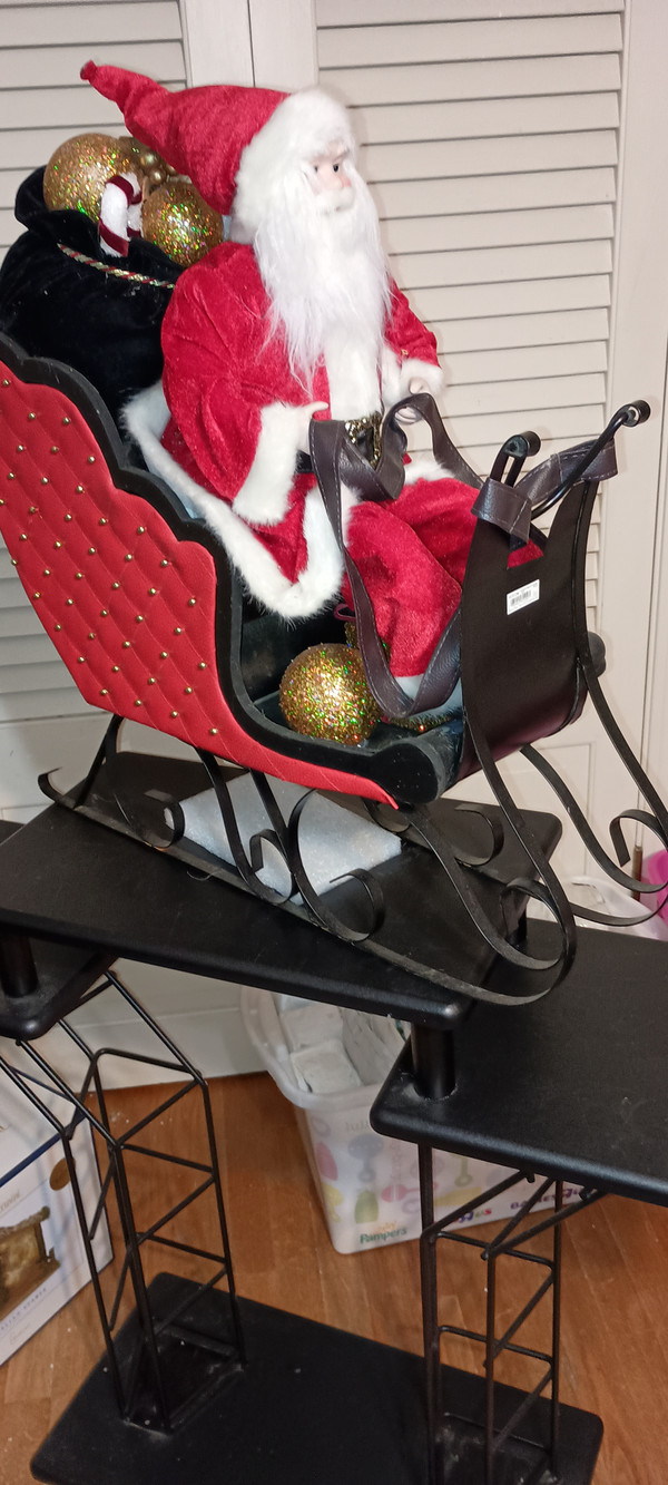 ROMAN-24"H SANTA IN SLEIGH FIGURE-NEW