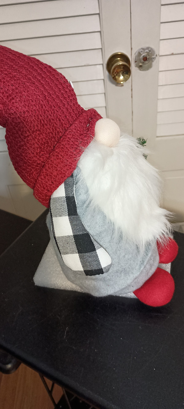 KURT ADLER-SANTA GNOME WITH RED KNITTED HAT WITH BUTTONS-NEW