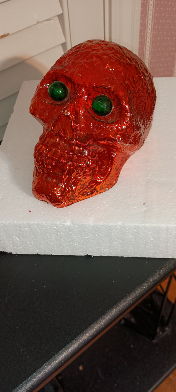KURT AGLER HALLOWEEN BATTERY OPERATED ORANGE SKULL-NEW