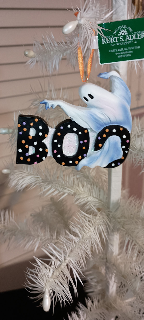 KURT ADLER-2025 HALLOWEEN BOO GHOST ORNAMENT-NEW