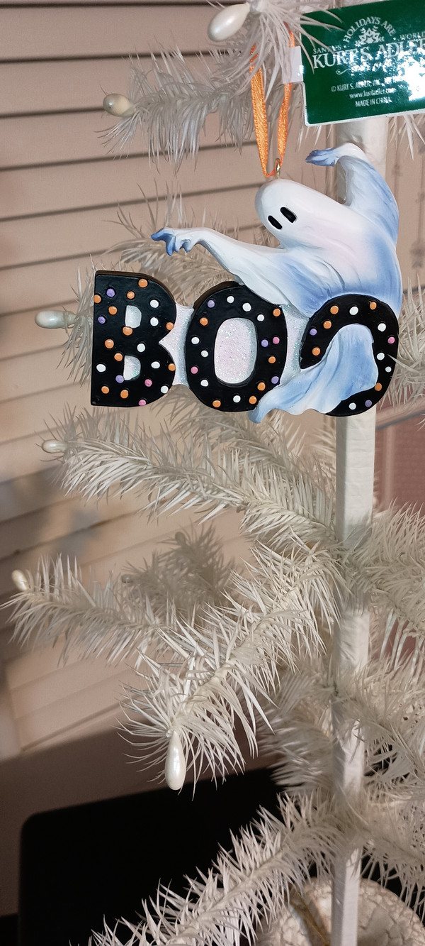 KURT ADLER-2025 HALLOWEEN BOO GHOST ORNAMENT-NEW