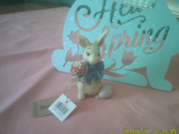 JIM SHORE MINI EASTER BUNNY WITH BOW FIGURINE-NEW