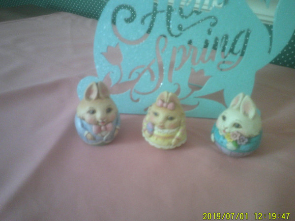 JIM SHORE MINI EASTER BUNNY EGGS-SET/3-NEW IN BOX