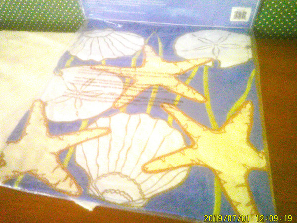 C&F HOME DOUBLE SIDED APPLIQUE STARFISH FLAG-NEW