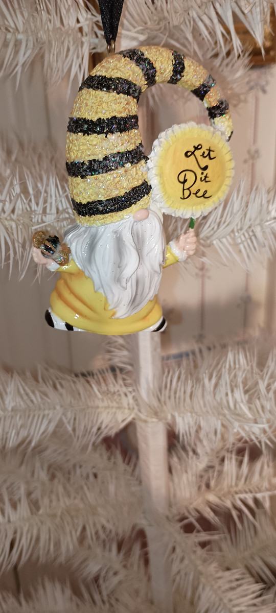 KURT ADLER 2021-GNOME WITH SUNFLOWER ORNAMENT-"LET IT BEE'-NEW