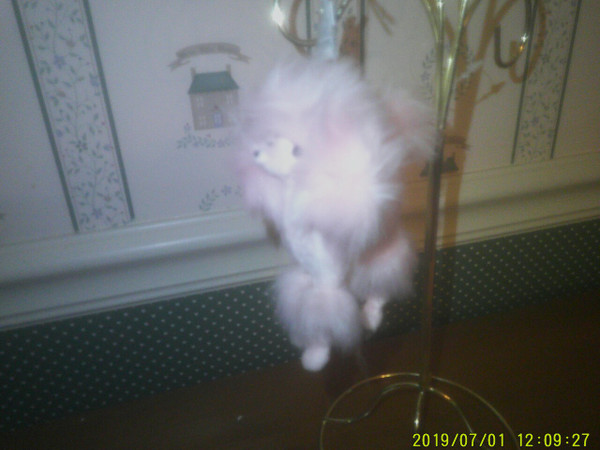 KURT ADLER 4"H PLUSH PINK POODLE ORNAMENT-NEW