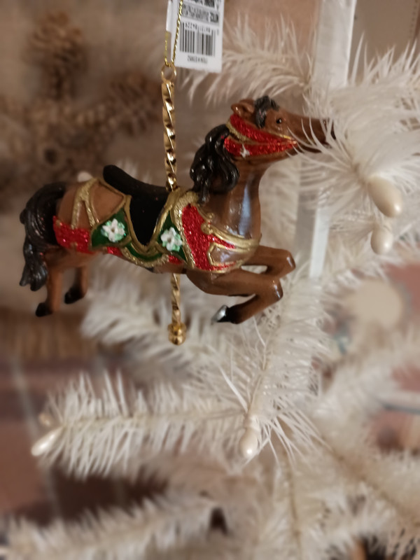 KURT ADLER-2023- BROWN AND BLACK CAROUSEL HORSE ORNAMENT-NEW